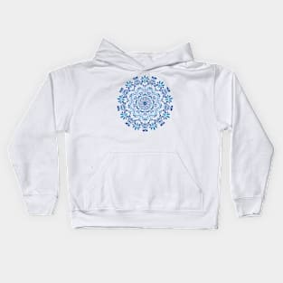 Mandala in shades of blue Kids Hoodie